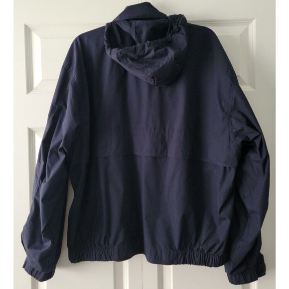 London Fog Men's Size Large Dark Navy Blue Golf Windbreaker Zip Up Button Jacket - Picture 4 of 11